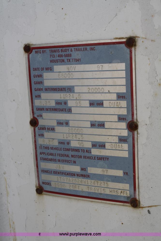 image for item 4912 1998 Travis 26' end dump trailer