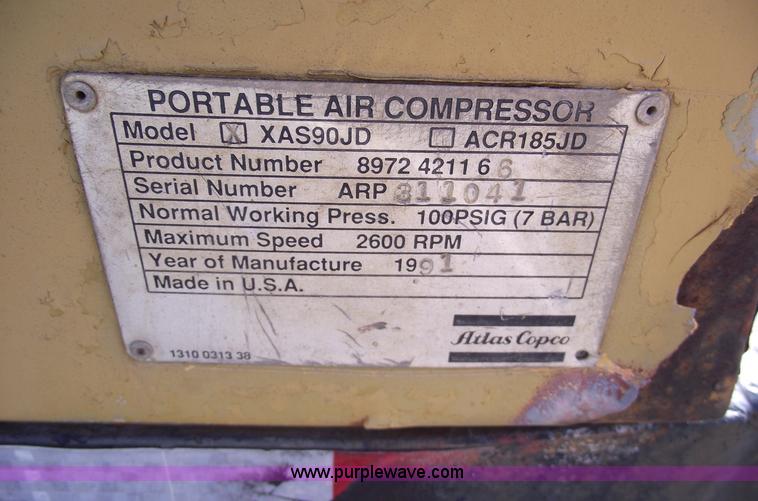 image for item 5590 1991 Atlas Copco air compressor