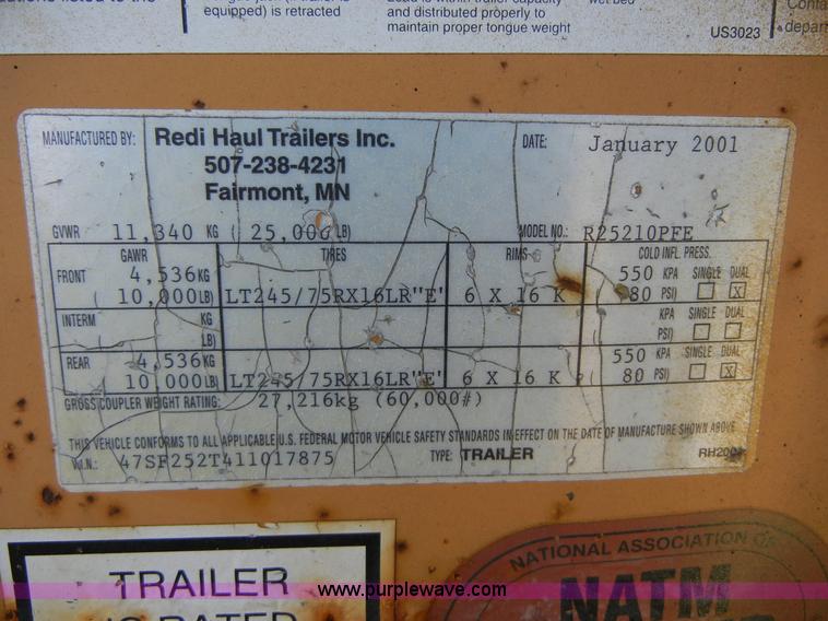 image for item 8542 2001 Redi Haul trailer