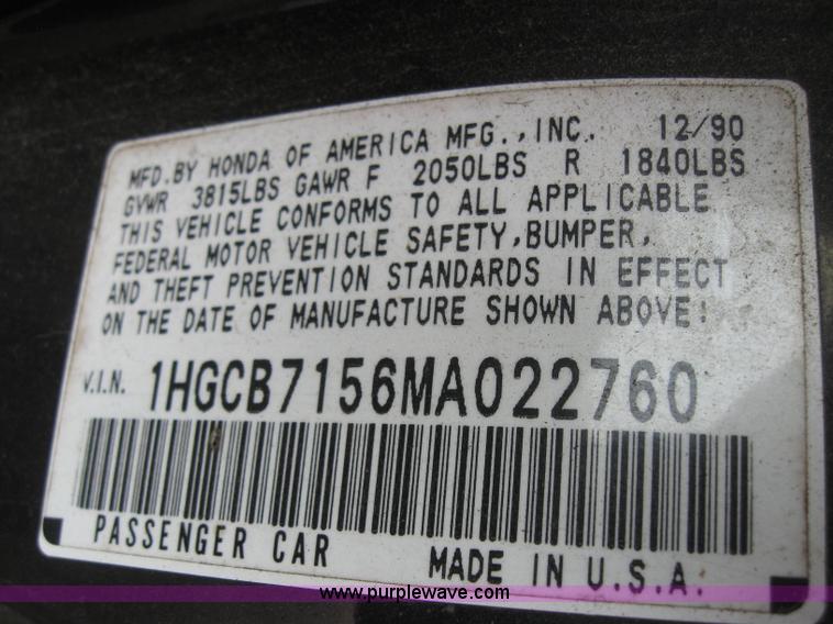 image for item 2330 1991 Honda Accord LX