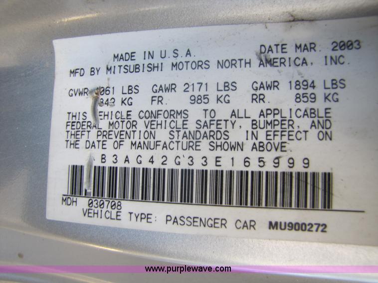 image for item 8544 2003 Dodge Stratus SE