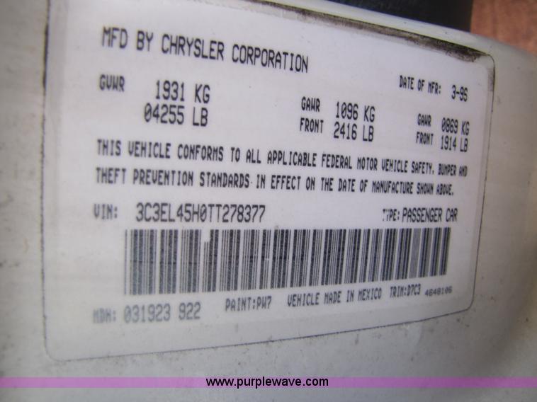 image for item 8545 1996 Chrysler Sebring JX convertible