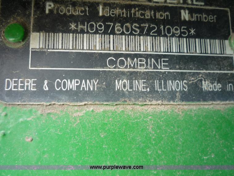 image for item 2950 2007 John Deere 9760 STS combine