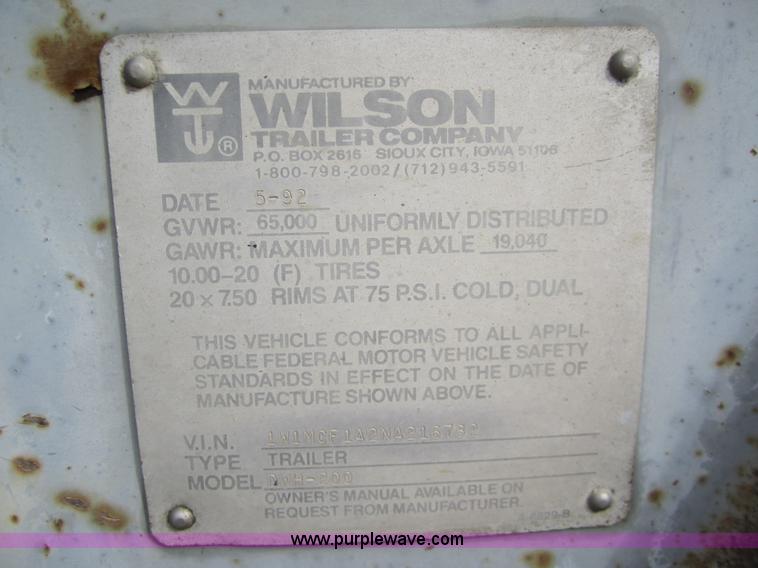 image for item 3066 1992 Wilson DWH-200 43' hopper trailer
