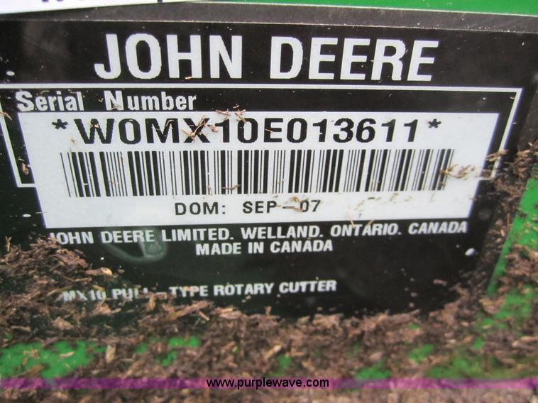 image for item 3803 John Deere MX10 rotary mower