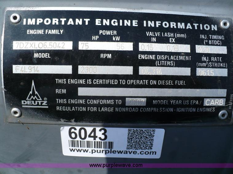 image for item 6043 2007 Duetz F4L914 4.3L eight cylinder diesel irrigation engine and pump