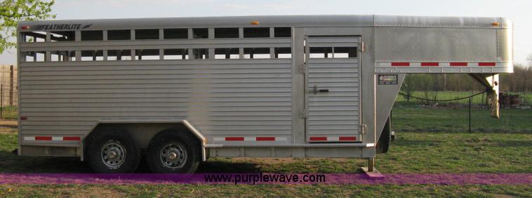 image for item 8113 2000 Featherlite 8120 aluminum goose neck stock trailer