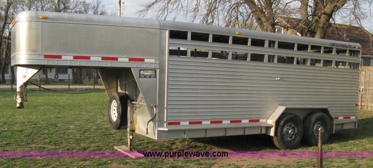 image for item 8113 2000 Featherlite 8120 aluminum goose neck stock trailer