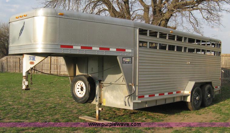 image for item 8113 2000 Featherlite 8120 aluminum goose neck stock trailer