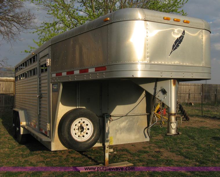 image for item 8113 2000 Featherlite 8120 aluminum goose neck stock trailer