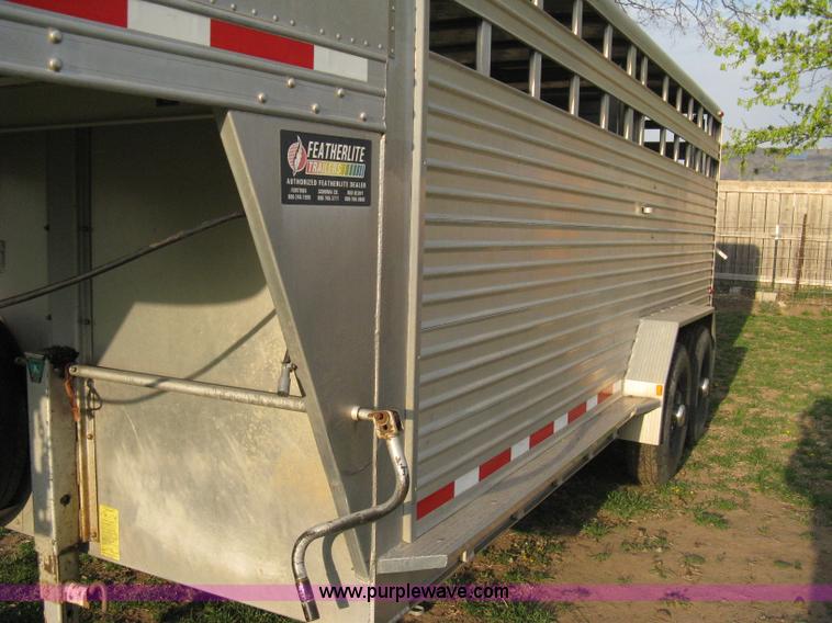 image for item 8113 2000 Featherlite 8120 aluminum goose neck stock trailer