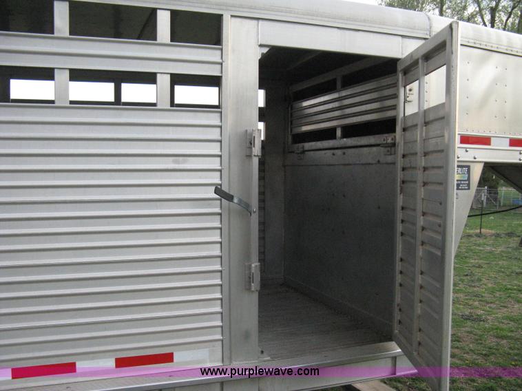 image for item 8113 2000 Featherlite 8120 aluminum goose neck stock trailer