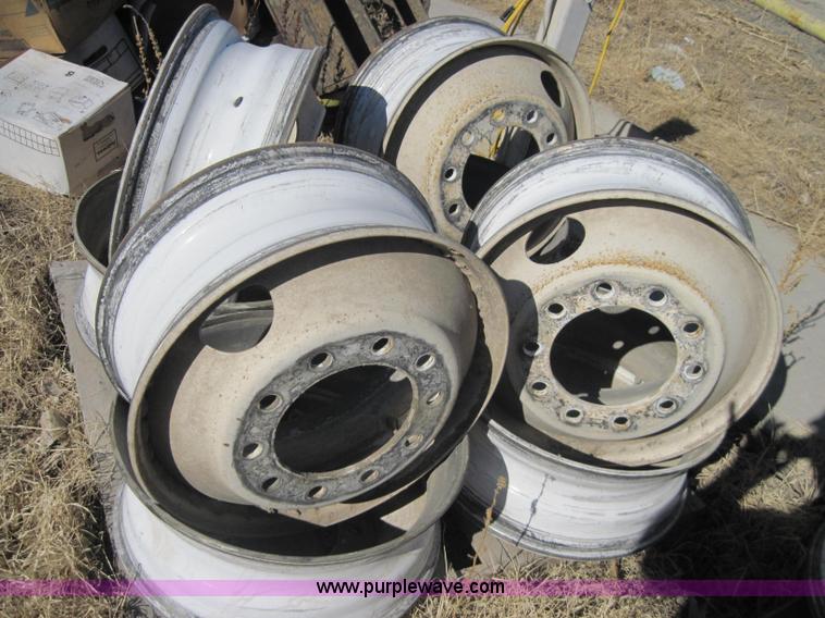 image for item 1957 (15) 22.5" bud style steel rims, hub pilot