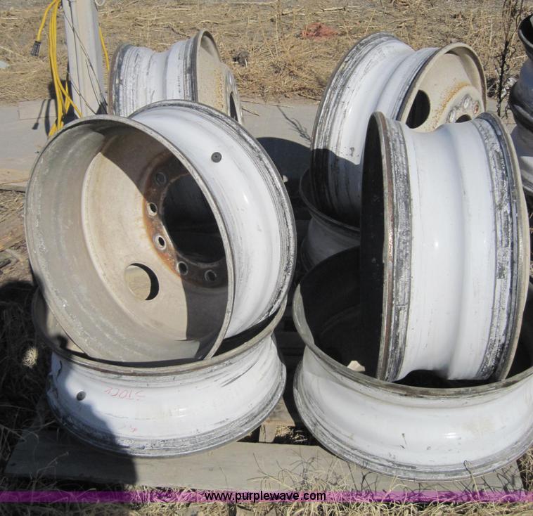 image for item 1957 (15) 22.5" bud style steel rims, hub pilot