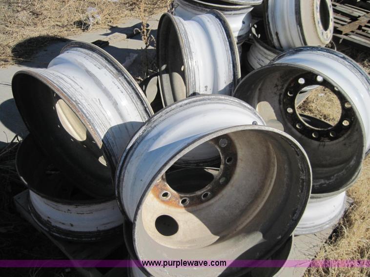 image for item 1957 (15) 22.5" bud style steel rims, hub pilot