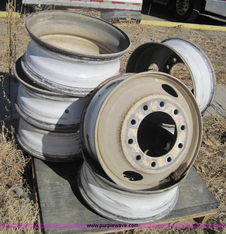 image for item 1957 (15) 22.5" bud style steel rims, hub pilot