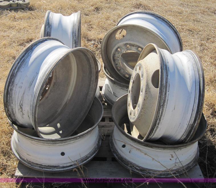 image for item 1957 (15) 22.5" bud style steel rims, hub pilot