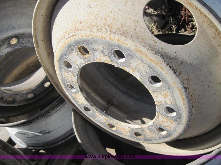 image for item 1957 (15) 22.5" bud style steel rims, hub pilot