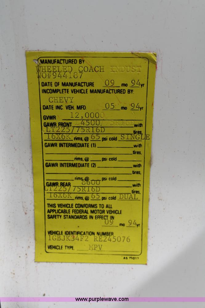 image for item 5094 1994 Chevrolet K3500 Silverado ambulance