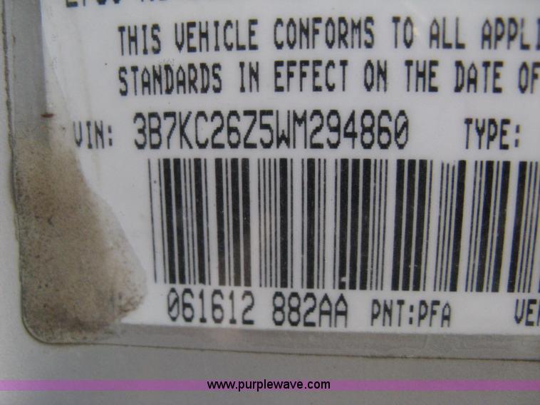 image for item 8108 1998 Dodge Ram 2500 Laramie SLT pickup truck