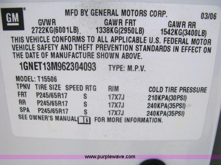 image for item 8221 2006 Chevrolet TrailBlazer LS SUV