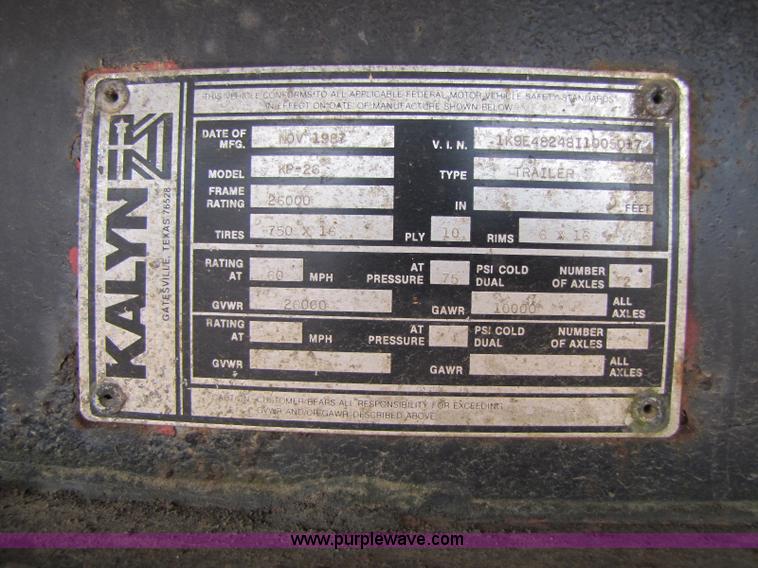 image for item 8428 1988 Kalyn KP-26 48' flatbed trailer