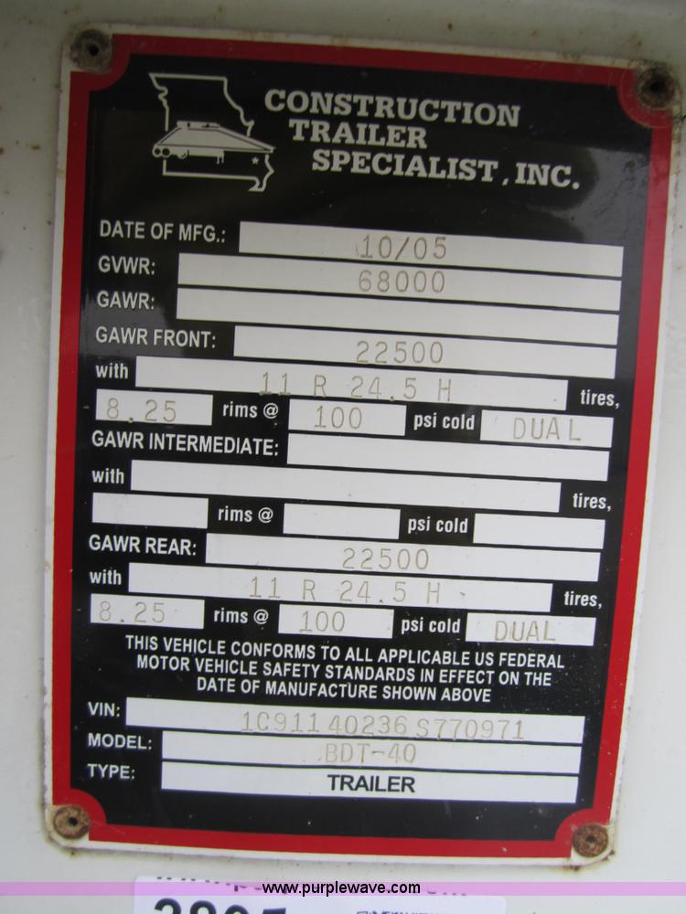 image for item 3805 2006 CTS BDT-40 40' belly dump trailer