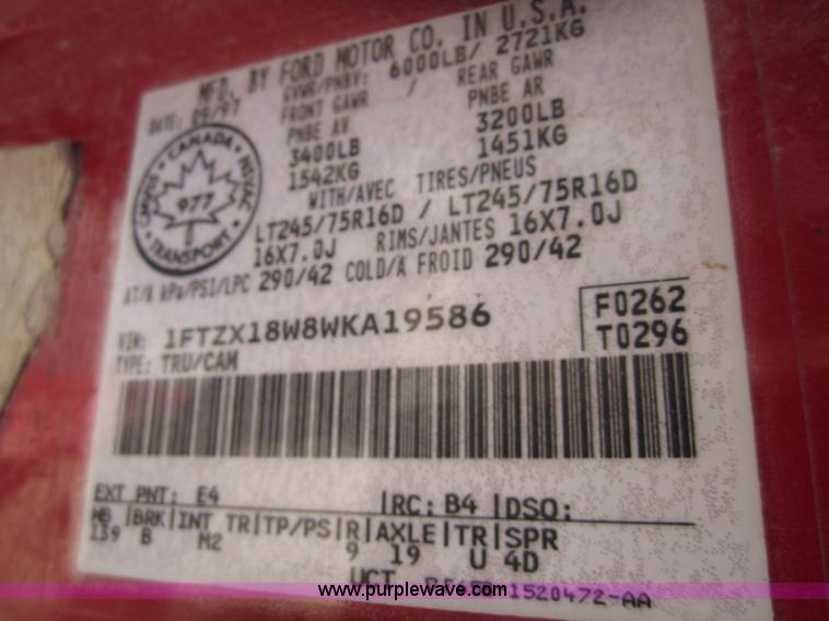 image for item 6461 1998 Ford F150 Supercab pickup truck