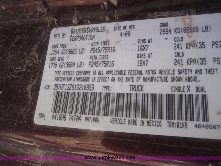 image for item 6469 2001 Dodge Ram 1500 quad cab pickup truck