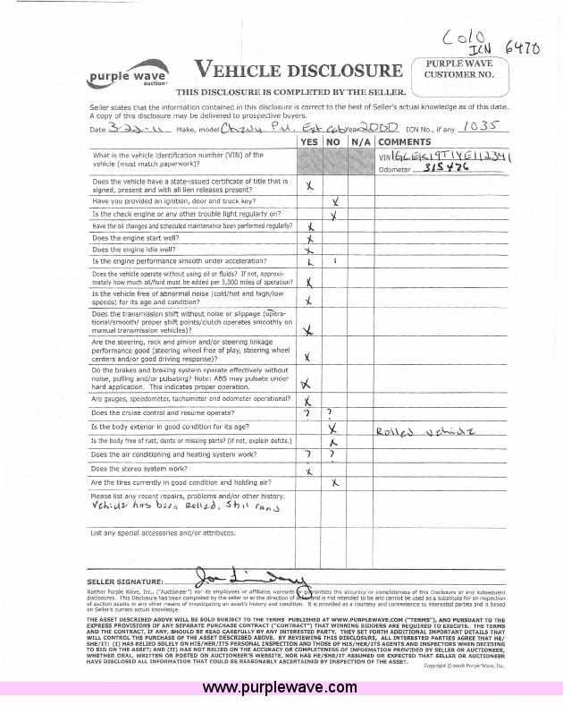 image for item 6417 2000 Chevrolet 1500 Silverado pickup truck