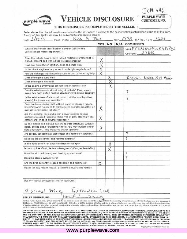 image for item 6461 1998 Ford F150 Supercab pickup truck