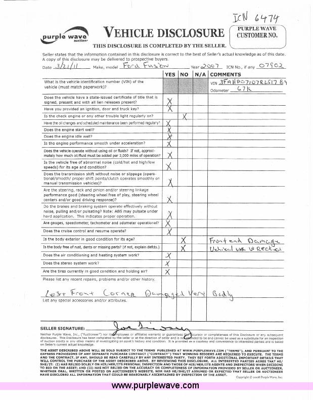 image for item 6474 2007 Ford Fusion SE