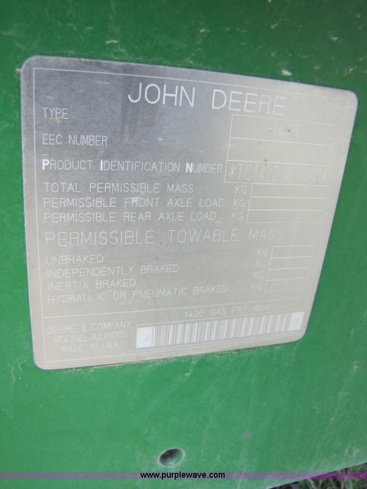 image for item 3550 2002 John Deere 1420 front deck mower