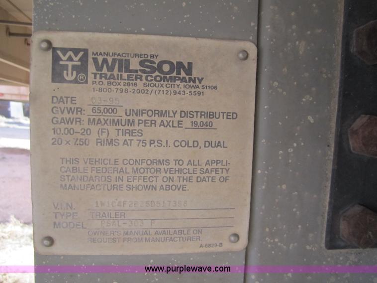 image for item 6479 1995 Wilson 53' straight deck hog trailer