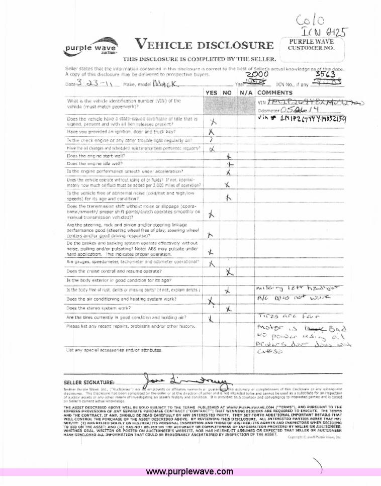 image for item 6425 2000 Mack RD688S semi truck