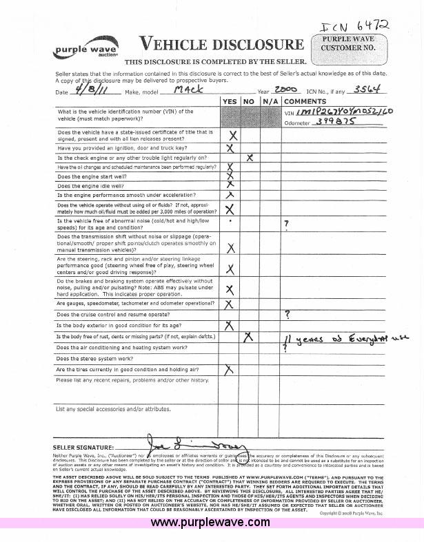 image for item 6472 2000 Mack RD688S semi truck