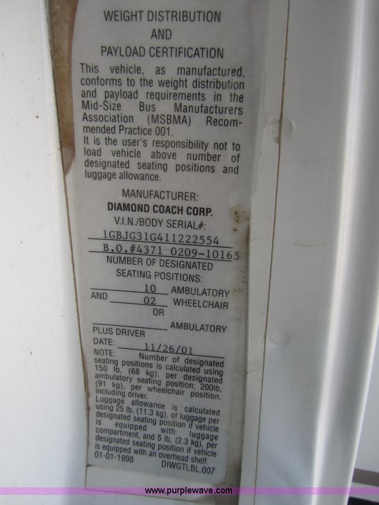 image for item 2982 2001 Chevrolet Express G3500 transit bus