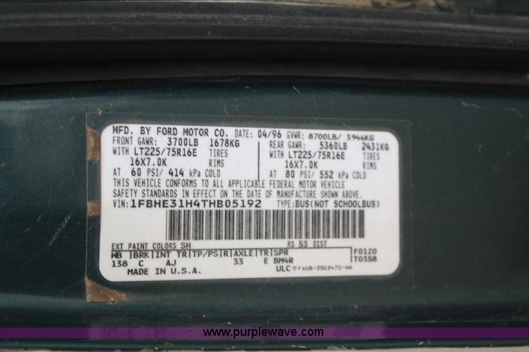 image for item 5099 1996 Ford Club Wagon E350 12 passenger van