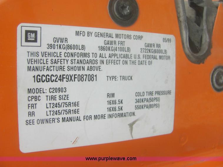 image for item 6164 1999 Chevrolet C2500 Silverado pickup truck