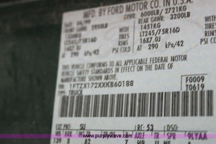 image for item 6307 1999 Ford F150 extended cab pickup truck