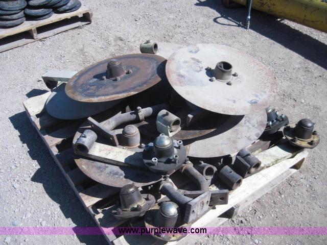 image for item 1969 Flex King 21" coulters, mounts, shanks, and hubs