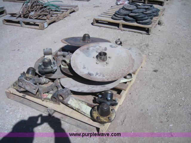 image for item 1969 Flex King 21" coulters, mounts, shanks, and hubs