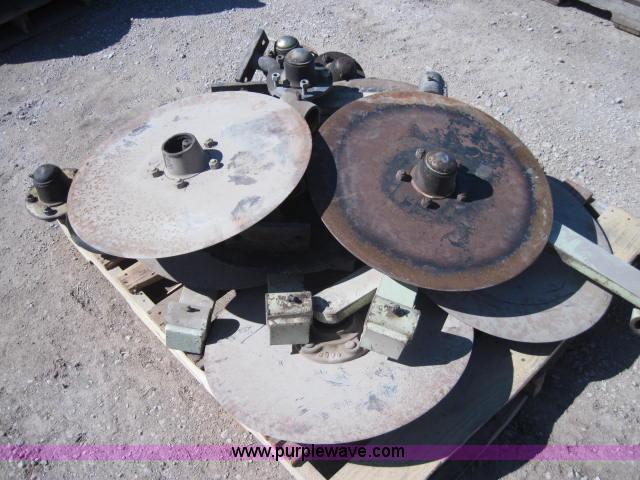 image for item 1969 Flex King 21" coulters, mounts, shanks, and hubs