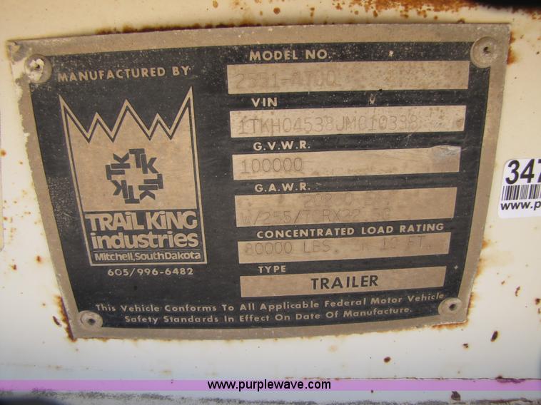 image for item 3476 1988 Trail King 50 ton folding trailer