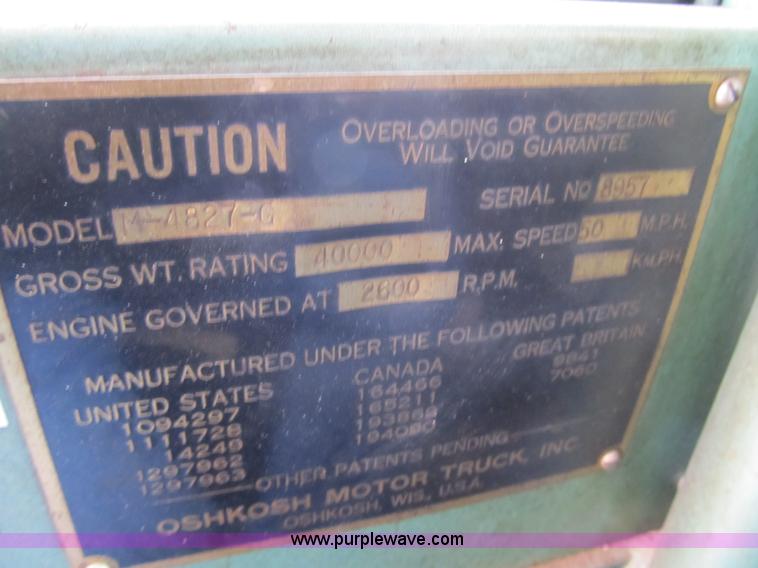 image for item 4040 1966 Oshkosh M 4827G snow plow/spreader truck