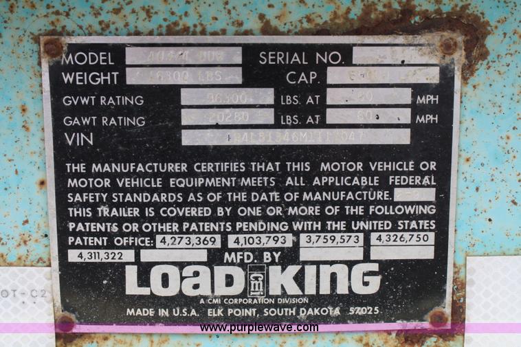 image for item 4723 1991 Load King lowboy trailer
