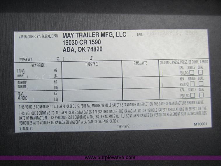 image for item 2976 2006 May 30' flatbed goose neck trailer