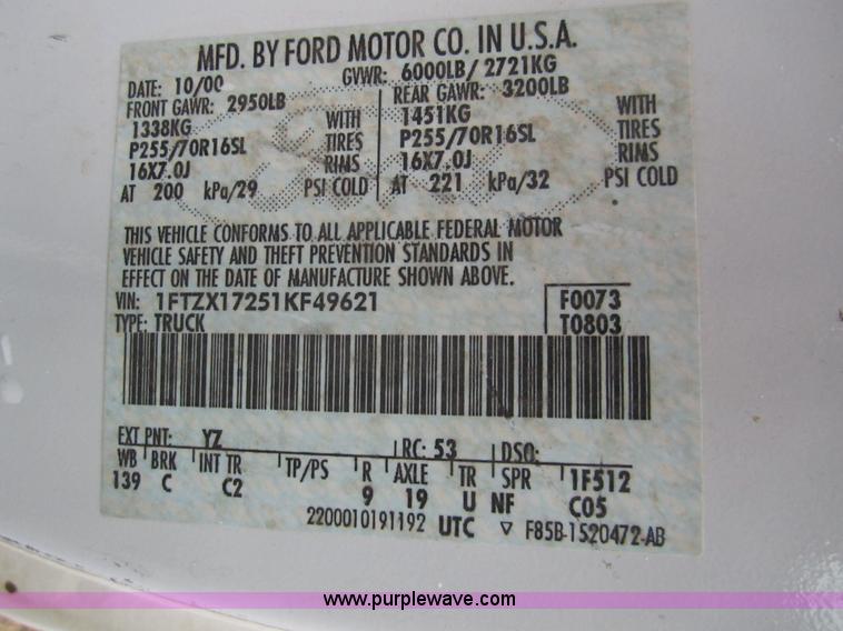 image for item 2985 2001 Ford F150 supercab pickup truck