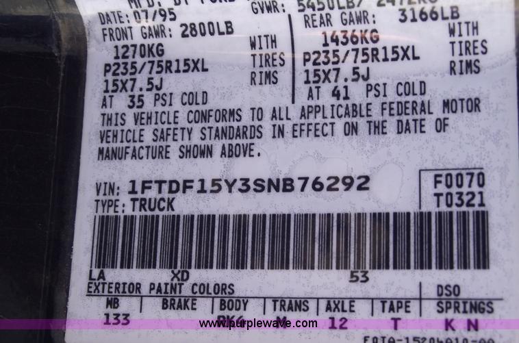 image for item 5369 1995 Ford F150 Eddie Bauer pickup truck