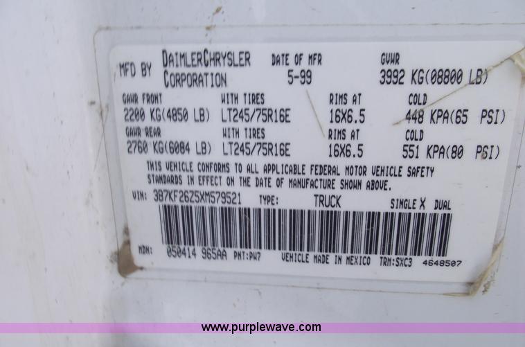 image for item 5385 1999 Dodge Ram 2500 pickup truck